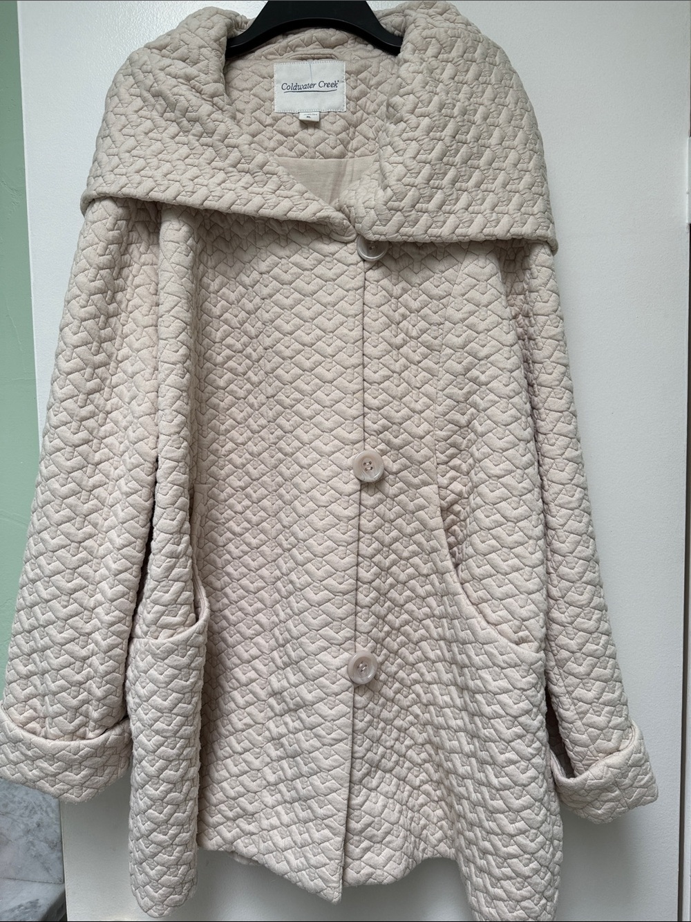 Coldwater Creek Women's Cream Quilted Pea Coat